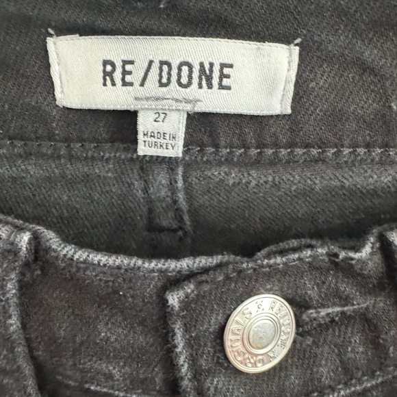 RE/DONE Jeans Womens Originals High Rise Loose Washed Black Rips Button Fly 27 - Picture 7 of 16